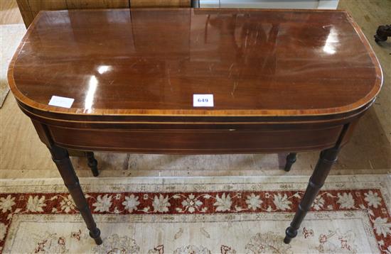 19th Century mahogany card table(-)